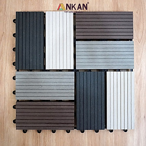 Vỉ Nhựa Lót Sàn Cao Cấp Thương Hiệu ANKAN Bốn Màu Đan Xen, Vỉ Gỗ Nhựa Ngoài Trời, Vỉ Nhựa Lót Sàn Ban Công, Lót Sàn Nhà, Trang Trí Sân Vườn, Lót Sàn Nhà Tắm, Trang Trí Hồ Bơi, Tiệm Spa, (1 vỉ)