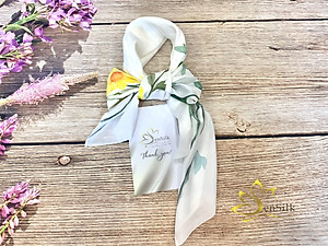 Khăn Lụa Vuông Vẽ Hoa Dã Quỳ SenSilk 90x90cm, Painting Silk Scarves for Women, Khăn Quàng Cổ Thời Trang