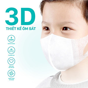 Combo 05 Khẩu Trang 3D Trẻ Em Niva Hộp 15 Cái Cấu Trúc 3 Lớp Ngăn Bụi Mịn Kháng Khuẩn Hàng Chính Hãng Cao Cấp Cho Bé Từ 1-6 Tuổi