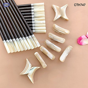 Combo 10 chiếc Gác đũa Thần Tài bằng ốc biển liền khối nhập khẩu từ New Zealand và Úc (CTH747) Nổi ánh xà cừ rất đẹp - mang lại bữa cơm ngon và tài lộc cho gia chủ 