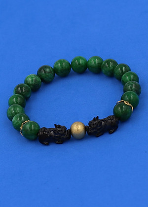 Vòng tay Cẩm Thạch Sơn Thủy size 8 ly, 10 ly, 12 ly - Vòng tay Tỳ Hưu Đôi inox đen VCTDNTHHEV - hợp mệnh Mộc, mệnh Hỏa