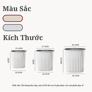 Thùng rác, thùng rác nhựa, chất liệu nhựa PP cao cấp - Chịu lực tốt - Có vòng áp suất cố định túi rác - Thay túi rác dễ dàng - Màu trắng - Nhỏ - Vừa - Lớn