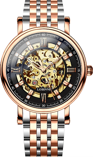 Đồng hồ nam chính hãng LOBINNI LB9010G-D4 hàng mới fullbox Kính sapphire,Chống nước 50m,BH 24 tháng,Đồng hồ cơ (Automatic),dây da