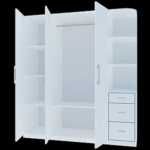 [Miễn phí vận chuyển & Lắp đặt tại TP. Hồ Chí Minh] Tủ quần áo gỗ cao cấp thiết kế thông minh 3 cánh, nhiều ngăn hộc phong cách sang trọng Ohaha - TQA032 - Màu D/Màu Trắng