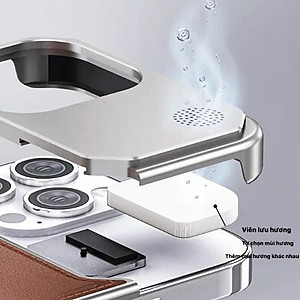 Ốp Lưng da đẳng cấp cho IPhone 15 / 14 Pro Max hiệu NJOYNY Phone, ngăn đựng nước hoa , sạc không dây - Hàng chính hãng