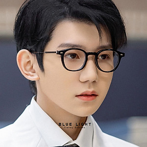 Gọng Kính Cận, Kính Giả Cận Mắt Vuông Nhỏ Đen, Trong Suốt Càng Kim Loại Cao Cấp - B LUE LIGHT