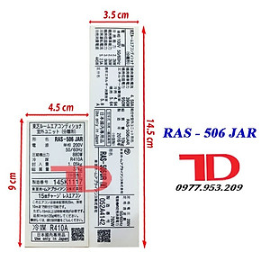 Tem thông số dành cho máy lạnh TOSHIBA nội địa