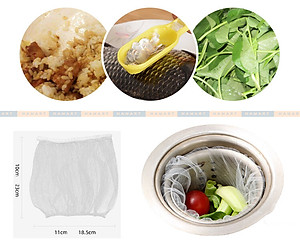 100 Túi Lưới Lọc Rác Bồn Chậu Rửa Chén Bát Có Chun Bo Gom Đựng Rác Tiện Lợi