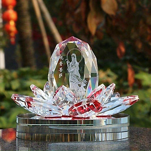 Tượng quan thế âm bồ tát, thượng tạo hoa sen đá 4D, cho đế đựng nước hoa trên xe ô tô