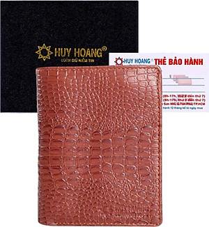 Ví Nam Vân Cá Sấu Kiểu Đứng Huy Hoàng HT2121 (12.5 x 10 cm) - Nâu