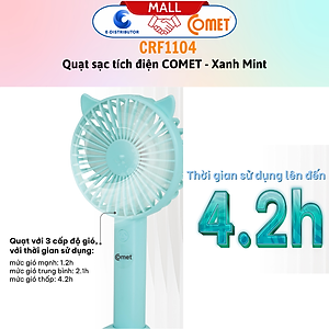 Quạt Sạc Tích Điện Cầm Tay Comet CRF1104 - Công Suất	4W - Dùng Liên Tục 4H - Hàng Chính Hãng - Bảo Hành 12 Tháng