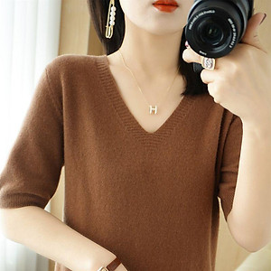 - Áo len dệt kim tay lỡ cổ tim chữ V mẫu 2022