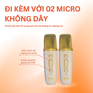 Bộ Loa Karaoke mini Bluetooth iCore ISM69 kèm 02 Micro - Hàng Chính Hãng