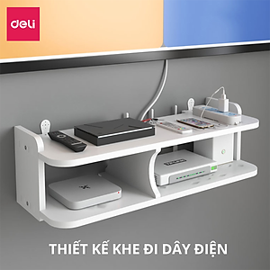 Kệ Wifi Treo Tường , Giá Đỡ Wifi Đầu Kỹ Thuật Số Modem Máy Chiếu Chất Liệu Cao Cấp Màu Trắng 2 Tầng Không Cần Khoan Deli - VS960 VS961