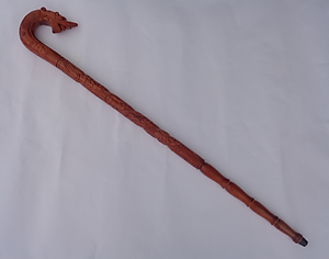 Gậy chống cho người già KT 90CM - Đầu thân chạm rông gỗ hương tự nhiên