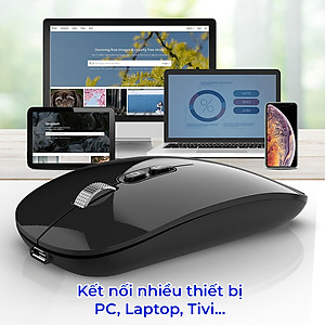 Chuột không dây Bluetooth HXSJ M103 wireless tự sạc pin siêu mỏng không gây tiếng ồn cho laptop MCBook PC Tablet PAD-Hàng Chính Hãng