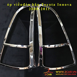 Ốp viền đèn pha, hậu xe Toyota Innova 2009-2011 mạ crom cao cấp, sáng bóng