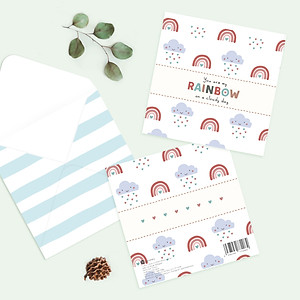 Set 4 thiệp tặng bạn bè, người yêu, động viên, sinh nhật SDstationery RAINBOW 12x12 dễ thương nhẹ nhàng trang nhã
