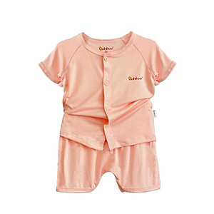 Bộ sơ sinh babiboo cài giữa tay ngắn vải visco siêu mềm mại cho bé