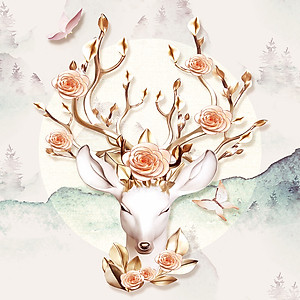 Tranh treo tường - Nai-vàng-S1557 (bộ 3 tấm)