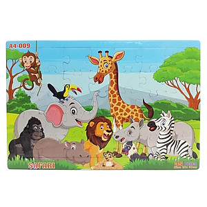 Bộ Xếp Hình Khổ A4 Puzzle Minh Châu 35-09 - Safari (35 Mảnh Ghép)