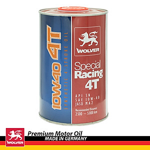 Nhớt Động Cơ Xe Máy Wolver Special Racing 10W-40 SN JASO MA-2 (1 Lít)