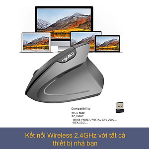 Chuột không dây kiểu đứng sạc pin HXSJ T22 wireless USB 2.4GHz chống mỏi tay chuyên dùng cho pc laptop macbook ipad tivi - Hàng chính hãng