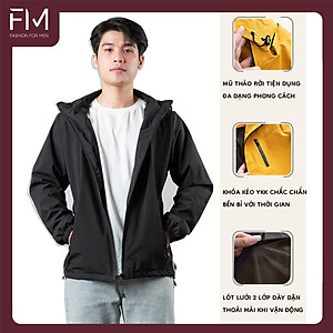 Áo khoác dù chống nắng nam, túi khóa kéo, nón có thể tách rời tiện lợi - FORMENSHOP - FMTHT050