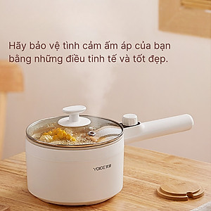 Nồi lẩu điện mini YOICE đa năng công suất 500W, 2 lớp chống bỏng bảo vệ đôi tay của bạn - YDZG1002 - HÀNG CHÍNH HÃNG