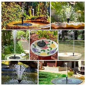 Đài phun nước mặt trời với bảng điều khiển năng lượng mặt trời 3W, pin 1200 mAh tích hợp