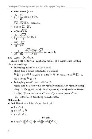 Sách Các Chuyên Đề Bồi Dưỡng Học Sinh Giỏi Đại Số Lớp 9