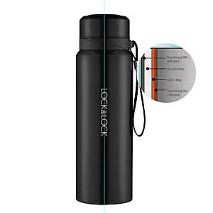 Bình Giữ Nhiệt 800ml Lock&Lock Vacuum Bottle LHC6180 - Hàng Chính Hãng, Bằng Thép Không Gỉ, Có Lưới Lọc Trà Bằng Inox, Mức Giữ Nhiệt Vượt Trội Tặng Kèm Ống Hút Inox