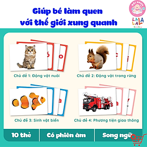 Bộ 100 Thẻ Học Thông Minh Flash card 10 Chủ Đề Song Ngữ Anh Việt Chuẩn Glenn Doman Có Quét Mã File Nghe - Lalala Baby