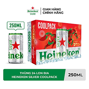 Thùng 24 lon bia Heineken Silver Coolpack 250ml/lon