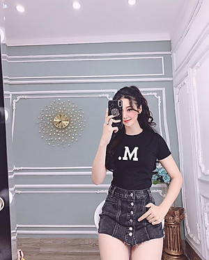 Áo thun nữ cổ tròn MXM in chữ M thun 4 chiều form ôm body cực tôn dáng từ 40-52kg ( ANU003 )