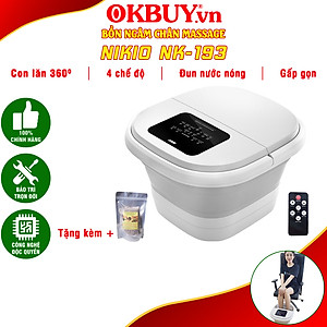 Bồn Ngâm Chân Massage Gấp Gọn, Chậu Ngâm Nước Nóng Nikio NK-193 - Làm Nóng Và Giữ Ấm Tự Động, 4 Con Lăn 3D Day Vuốt Lòng Bàn Chân, Kích Thích Tuần Hoàn Máu, Giảm Đau Nhức Lòng Bàn Chân - Giảm Stress Cải Thiện Giấc Ngủ