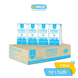 Sữa Dinh Dưỡng Tiệt Trùng VPMilk Omega Ít Đường dạng hộp cho bé trên 1 tuổi 110ml (thùng 48 hộp)