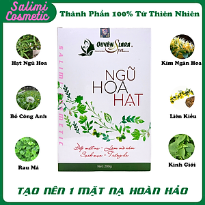 Mặt Nạ Đắp NGŨ HOA HẠT 200g Quyên Lara - Giúp Mờ Nám, Sạch Mụn, Tàn Nhang, Trắng Da, Cân Bằng Độ Ẩm Cho Da, Làm Mát Da, Chống Dị Ứng