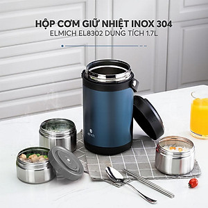 Hộp cơm giữ nhiệt inox 304 Elmich EL8302 dung tích 1.7L - Hàng chính hãng