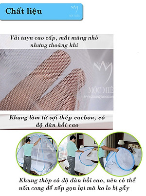 Màn chụp tự bung đỉnh tù cao cấp Mộc Miên loại 1,6m x2m -1 cửa 