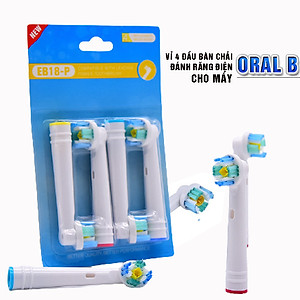 Cho máy Oral B Braun, bộ 4 Đầu Bàn Chải đánh răng điện thay thế MIHOCO EB18-P New   ,  phá tan mảng bám, cho răng trắng sáng