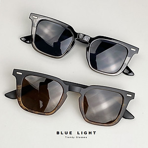 Kính Râm, Kính Mát Nam Nữ, Mắt Vuông To Góc Cạnh, Phối Màu Đen, Nâu Trà Nhám Ombre Độc Lạ, Thời Trang - BLUE LIGHT