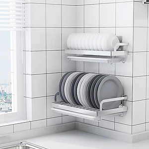 Kệ để chén đĩa đa năng dán tường inox 304 Hobby home decor KCD