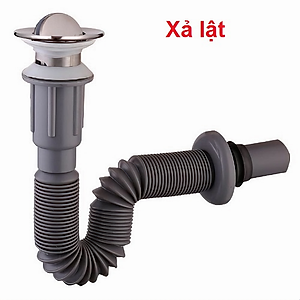 Bộ xả lavabo ruột gà KG48 nhấn nhựa abs cao cấp, dùng cho chậu lavabo treo tường - Hàng chính hãng