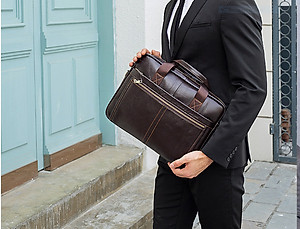 Túi xách nam da bò thật cao cấp phong cách mới 15,6"