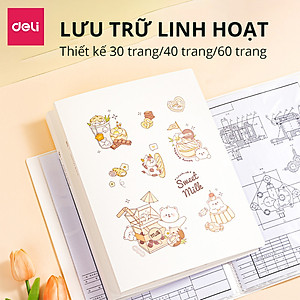 File Lá Đựng Tài Liệu A4 / Túi Tài Liệu Lá A4 30 Lá 40 Lá Màu Pastel Họa Tiết Cute Deli -Lưu Trữ Tài Liệu Chứng Từ Hồ Sơ Phù Hợp Học Sinh Văn Phòng - PQ312