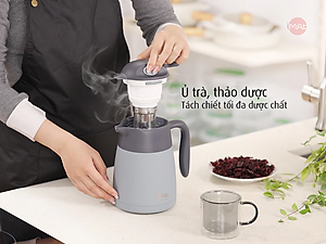 Bình ủ nhiệt iMat có phin lọc 1200ml màu xanh xám, ruột bình, phin lọc Inox 304