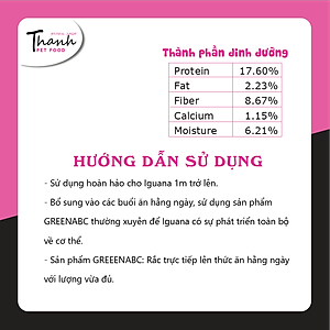 Thức ăn bò sát Iguana Trưởng Thành nhãn GREENABC vị bí đỏ dùng cho Iguana từ 1m trở lên – Gai bung, gù cao, dáng đẹp, lên màu tươi - Hộp 230g
