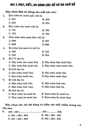 Bài Tập Trắc Nghiệm Toán 3 (Biên Soạn Theo Chương Trình Giáo Dục Phổ Thông Mới)