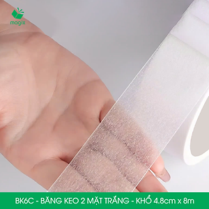 BK6C - 12 cuộn băng keo 2 mặt siêu dính - Khổ 4.8cm x 8m - Băng dính 2 mặt, băng keo hai mặt